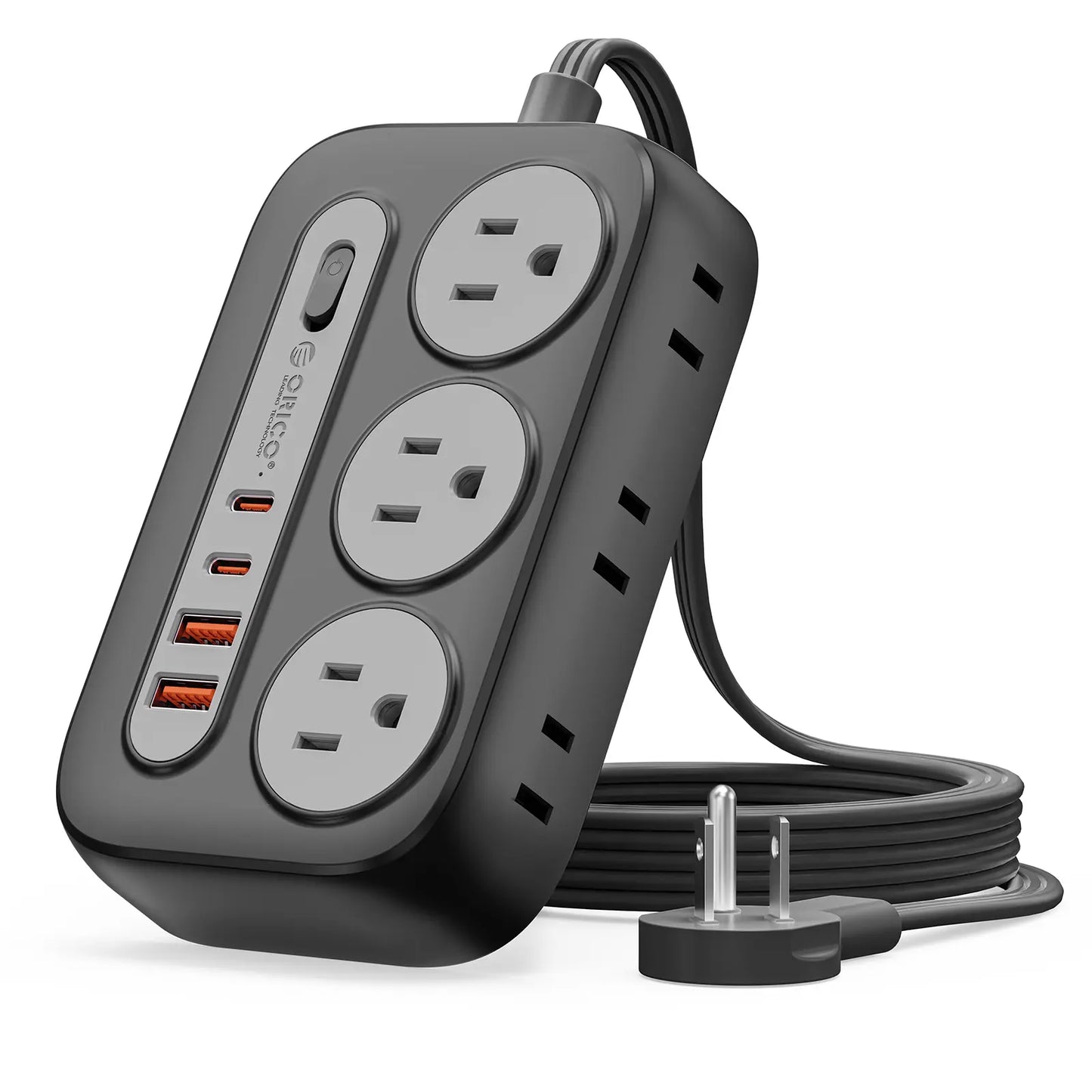 ORICO Flat Extension Cord β 6 AC Outlets, 4 USB Charger(Usb-C Ports), Surge Protector Compact for Home Office & Dorm, 1.5M/3M, International Warranty-Og Pro Series