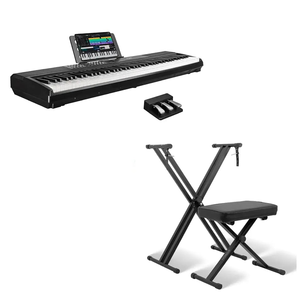 STRICH 88 Keys Weighted Keyboard with Stand & Sustain Pedal, Hammer-Action Digital Piano, 2X15W Built-In Speakers, Full-Size Electric Piano Keyboard Supports Usb-Midi/Wireless Connect, SDP-120S