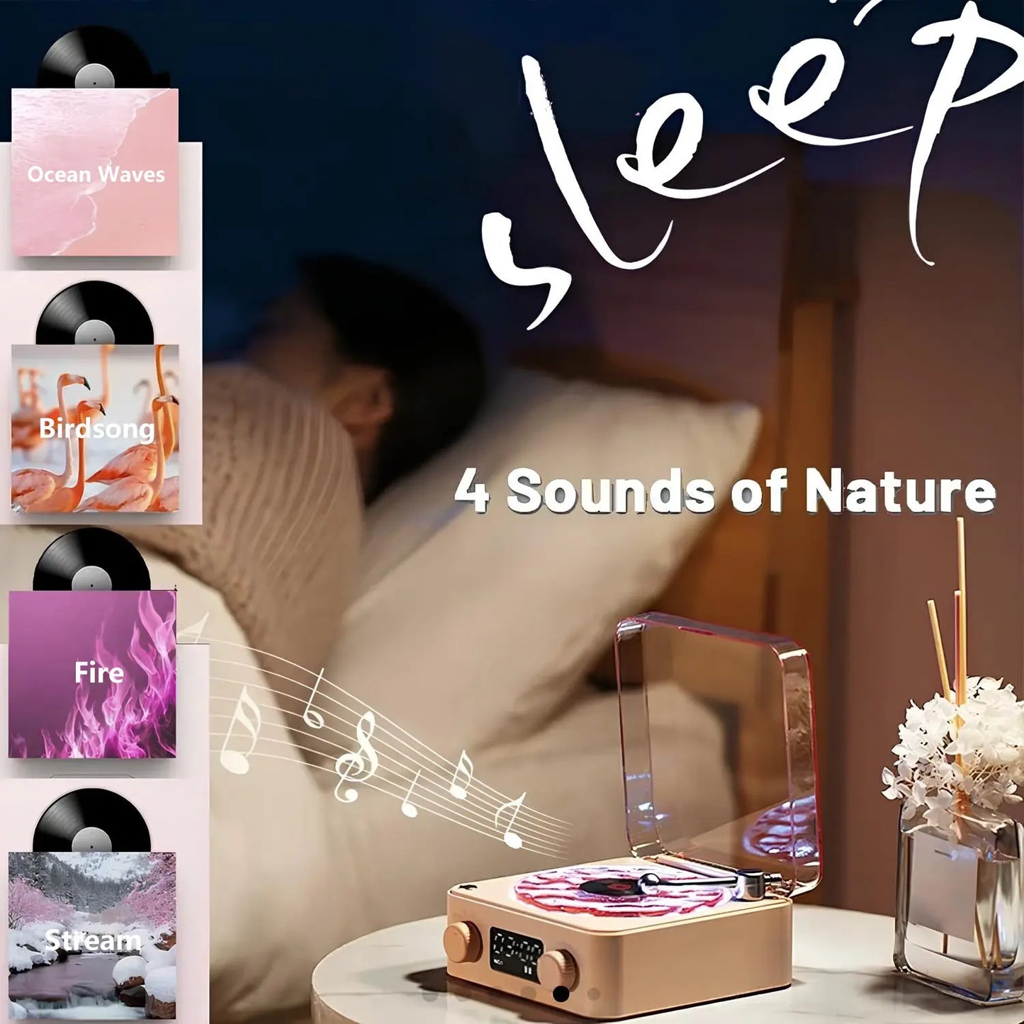 Wireless Speaker, White Noise Speaker, Multifunctional Desktop Speaker with USB Port & AUX Input, Speaker with Environment Light Adjustment Modes, Gifts