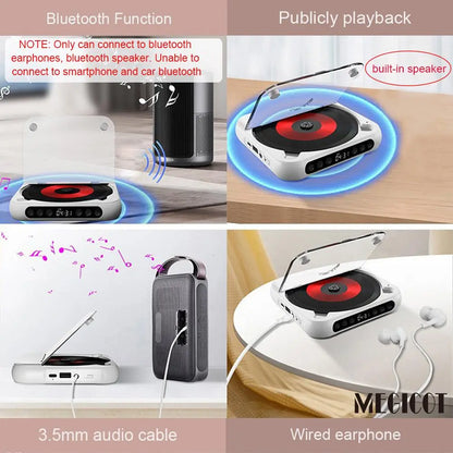 MEGICOT Portable Bluetooth-Compatible CD Player, Multifunction Rechargeable CD Player with LED Display, Portable Speaker CD Music Player for Home and Outdoor Use #GLOBAL PICKS