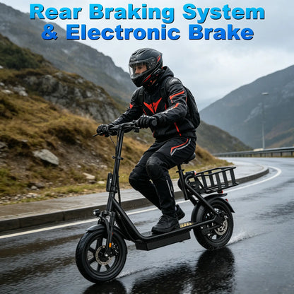 JOYHIS 14" Commuter Electric Scooter with Seat Basket & Dual Brakes, 500W-750W Motor 22MPH 21-27 Miles Range, Foldable 51Lbs Supports 265Lbs Bright LED Lights – Perfect for College Riders & Grocery Runs, WERHY SCOOTER