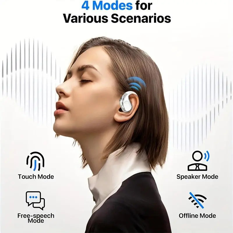 PAVUN Open Ear Headphones outside the Ear Wireless Ear Hanging Bluetooth Headset,Built-In Microphone,Led Power Display,Ows over the Ear Open Ear Buds Earbuds outside the Ear Headphones Bone Air Conduction Earbuds