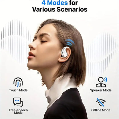 PAVUN Open Ear Headphones outside the Ear Wireless Ear Hanging Bluetooth Headset,Built-In Microphone,Led Power Display,Ows over the Ear Open Ear Buds Earbuds outside the Ear Headphones Bone Air Conduction Earbuds