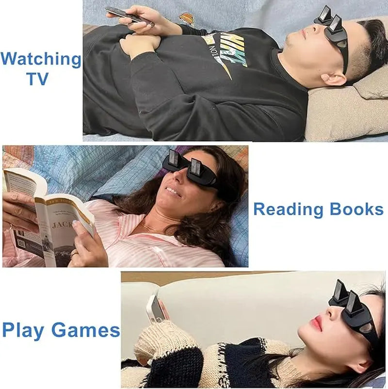 Overprescriptionglasses Lazy Reading Glasses - 90 Degree Horizontal Prism Readers, Adjustable Neck Pain Relief Eyewear for Bed, Fits over Prescription Lenses