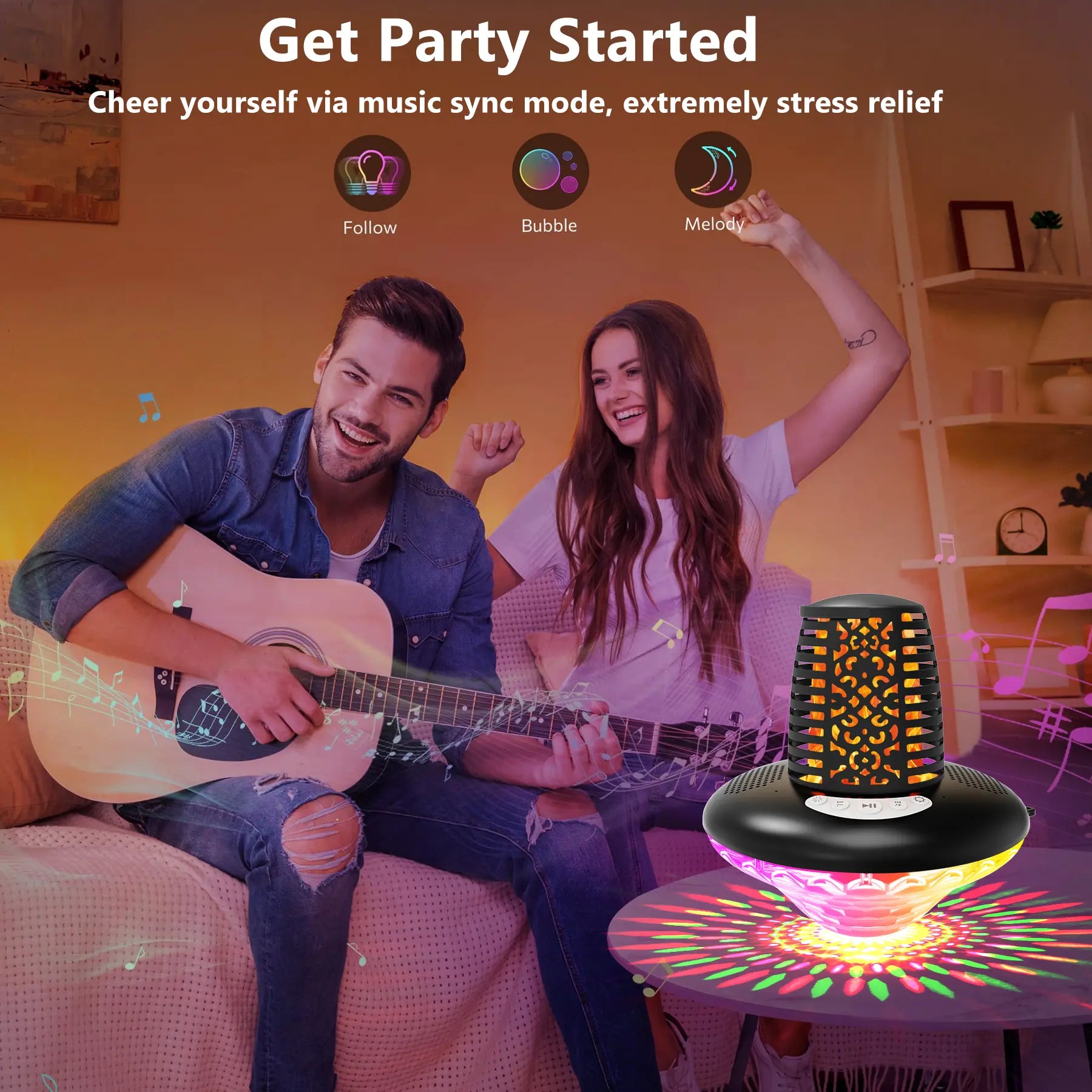Floating Pool Speaker Bluetooth 5.1 with LED Flame & RGB Lights IP68 Waterproof TWS Pairing Built-In Mic Colorful Audio for Pool Hot Tub Black Stereo Sound Dual Pairing - Button Handle Wireless
