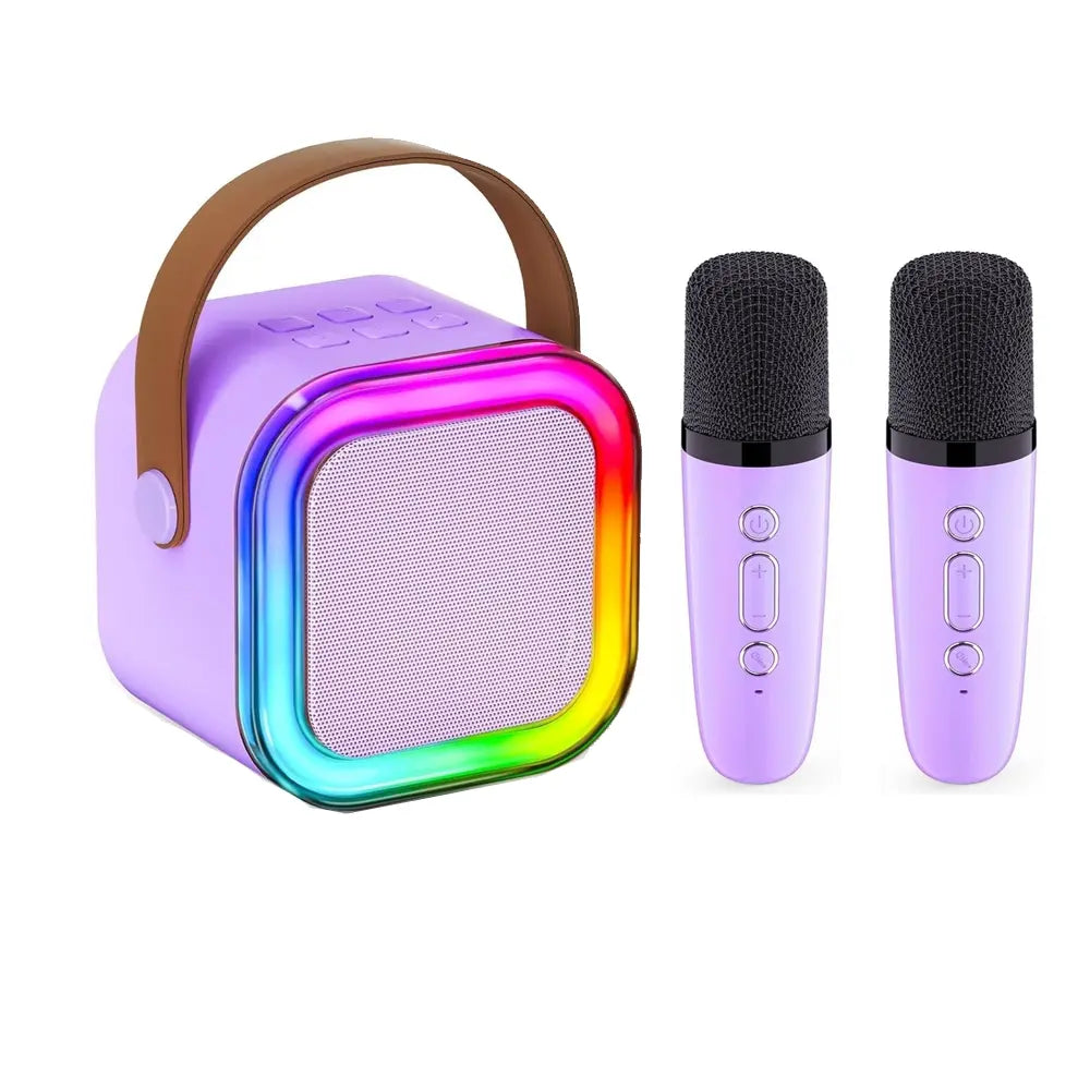 Mini Karaoke Machine with 2 Wireless Mics, Superior Sound Quality, Bluetooth Connectivity