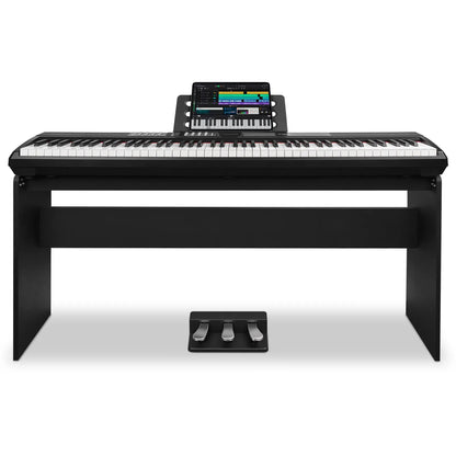 STRICH 88 Keys Weighted Keyboard with Stand & Sustain Pedal, Hammer-Action Digital Piano, 2X15W Built-In Speakers, Full-Size Electric Piano Keyboard Supports Usb-Midi/Wireless Connect, SDP-120S