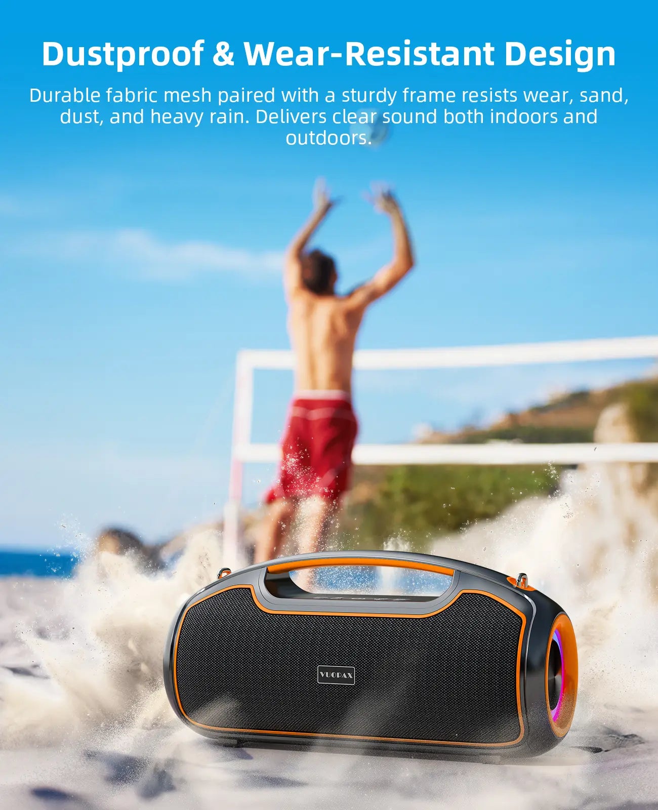 Portable Bluetooth Speakers, 200W Peak Loud Sound and Deep Bass for Party, IP65 Waterproof Wireless Outdoor Speaker W/ 2*Subwoofer/Tweeter/Dsp/Bass Boost/Fast Charging/Tws/Tf/Usb/Aux, 24H Playtime