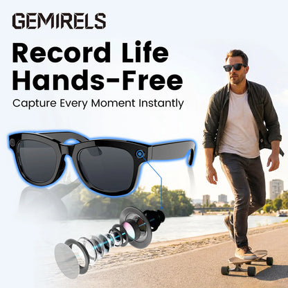 Gemirels Smart AI Glasses with 5MP HD Camera, Hands-Free POV Video & Photography, Instant 160+ Language Translation, Cycling & Outdoor Essentials, the Ultimate Tech Gift Wearable Multifunctional Outdoorfun