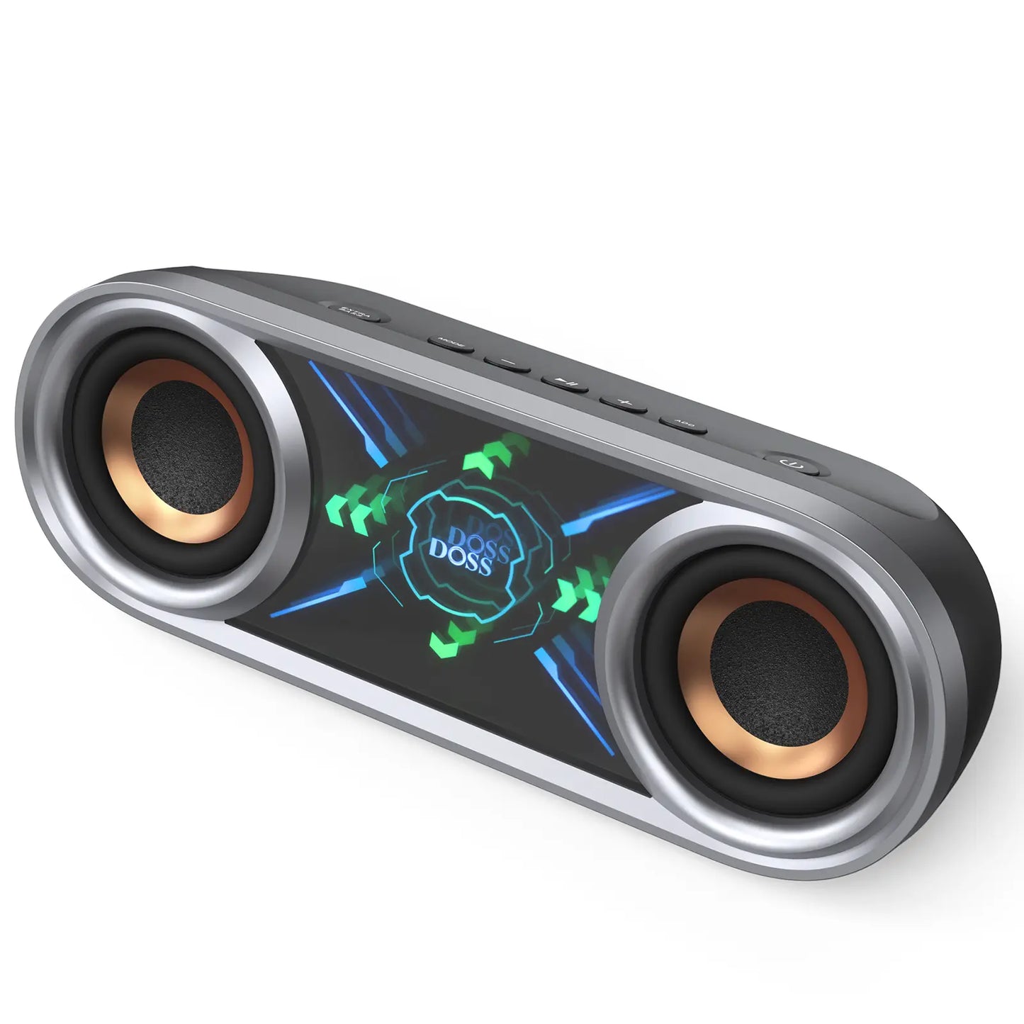 DOSS Soundbox Pro+ P400 Multifunctional Wireless Speaker - 50W Full Range Stereo, Dual 25W Woofer Drivers, DSP Tech, 26H Playtime, 2 Batteries, USB Rechargeable, Portable Outdoor, Smartphone Audio, Home Use, Black with Phantom Mirror Light Show,Summervibe