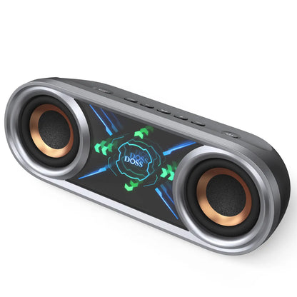 DOSS Soundbox Pro+ P400 Multifunctional Wireless Speaker - 50W Full Range Stereo, Dual 25W Woofer Drivers, DSP Tech, 26H Playtime, 2 Batteries, USB Rechargeable, Portable Outdoor, Smartphone Audio, Home Use, Black with Phantom Mirror Light Show,Summervibe