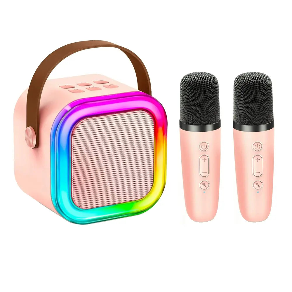 Mini Karaoke Machine with 2 Wireless Mics, Superior Sound Quality, Bluetooth Connectivity