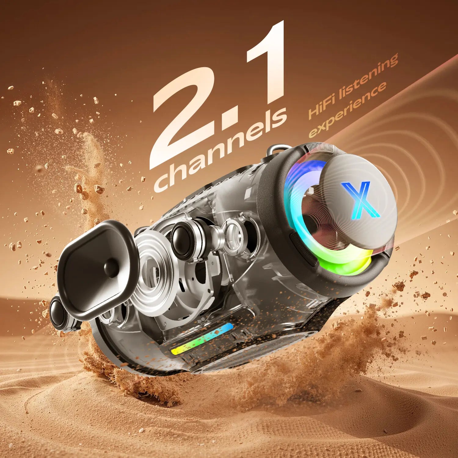 Nova Beat Bluetooth Speaker, Portable Hifi Party Speaker with Deep Bass Boost, RGB Light Show, IPX Protection, Long Playtime, TWS Stereo Pairing, for Home & Outdoor Summervibes,