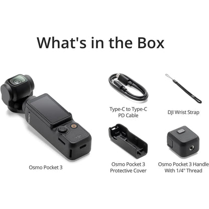 DJI Osmo Pocket 3 - Professional Vlogging Camera with 1'' CMOS Sensor, 4K/120fps Video, 3-Axis Stabilization, Fast Focus, and Advanced Face/Object Tracking for YouTube Content Creation