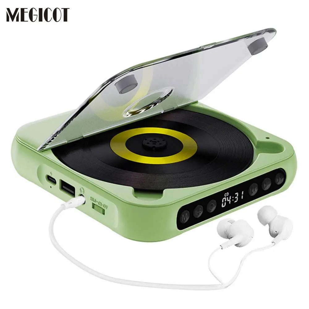 MEGICOT Portable Bluetooth-Compatible CD Player, Multifunction Rechargeable CD Player with LED Display, Portable Speaker CD Music Player for Home and Outdoor Use #GLOBAL PICKS