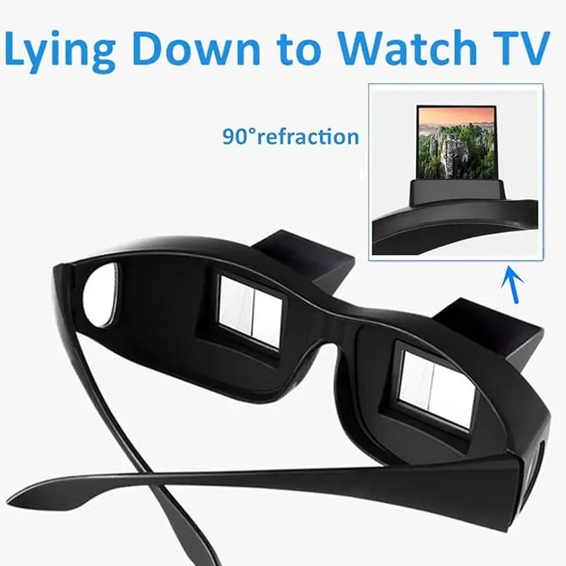 Overprescriptionglasses Lazy Reading Glasses - 90 Degree Horizontal Prism Readers, Adjustable Neck Pain Relief Eyewear for Bed, Fits over Prescription Lenses