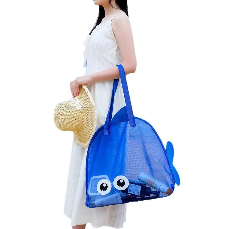 Large Capacity Mesh Beach Bag for Kids and Adults - Versatile Outdoor Toy Storage and Travel Swim Shoulder Bag - Essential Lightweight Travel Accessory