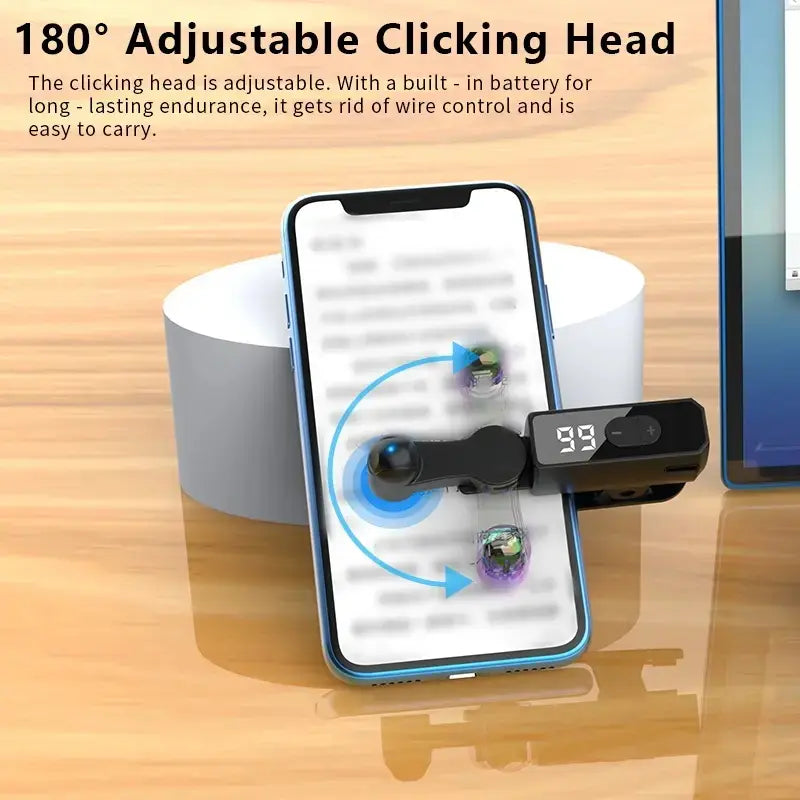 Rechargeable Automatic Clicker Mobile Game Trigger (2026 Model) – Built-In Battery, 99 Speed Settings, Smart Trigger for Gaming & Shopping Rewards, Black Gaming Accessories, Tech Accessories for Smartphones