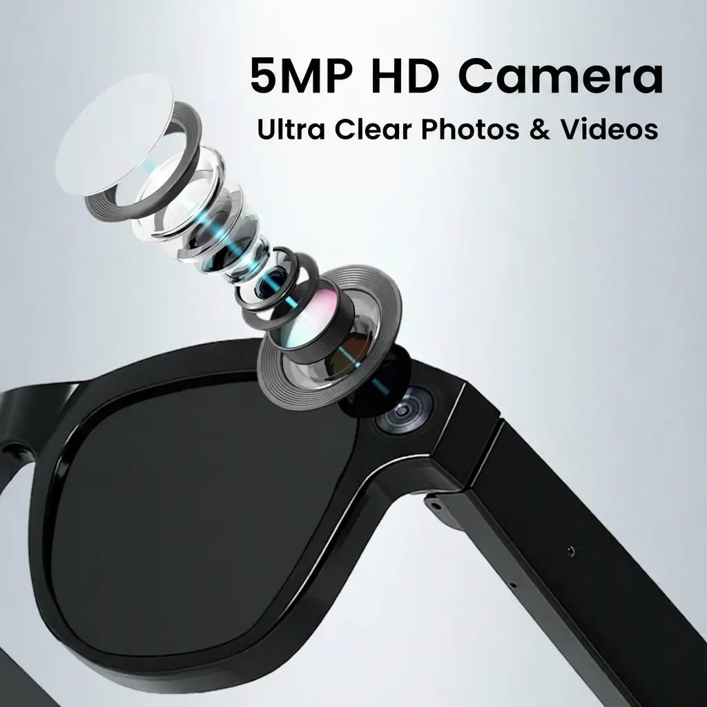 Gemirels Smart AI Glasses with 5MP HD Camera, Hands-Free POV Video & Photography, Instant 160+ Language Translation, Cycling & Outdoor Essentials, the Ultimate Tech Gift Wearable Multifunctional Outdoorfun