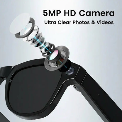 Gemirels Smart AI Glasses with 5MP HD Camera, Hands-Free POV Video & Photography, Instant 160+ Language Translation, Cycling & Outdoor Essentials, the Ultimate Tech Gift Wearable Multifunctional Outdoorfun