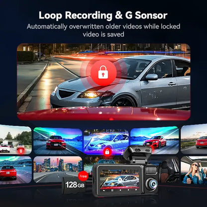 REDTIGER F17 Elite 4K 3-Channel Dash Cam with STARVIS 2 IMX678 & IMX675, 128GB Card, Full Night Color, 4K+2.5K+1080P Front Rear Inside, Touch Screen, Voice Control, 5Ghz Wifi 6, GPS, HDR, Parking Mode, 24 Hours Recording, Car Rvibes, Car VLOG,