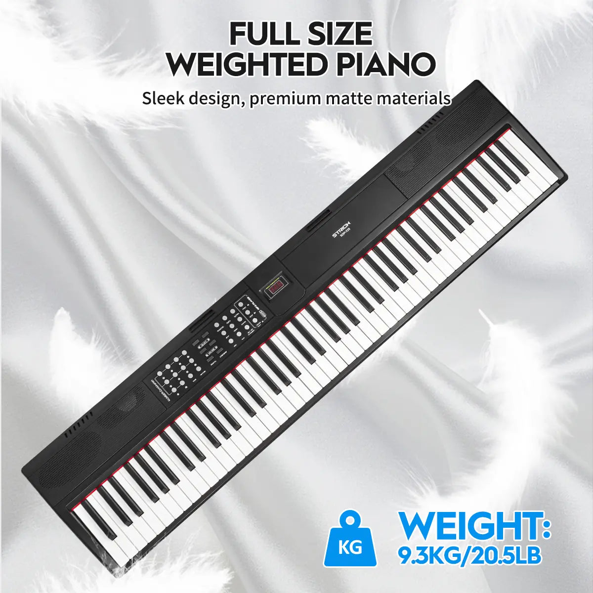 STRICH 88 Keys Weighted Keyboard with Stand & Sustain Pedal, Hammer-Action Digital Piano, 2X15W Built-In Speakers, Full-Size Electric Piano Keyboard Supports Usb-Midi/Wireless Connect, SDP-120S