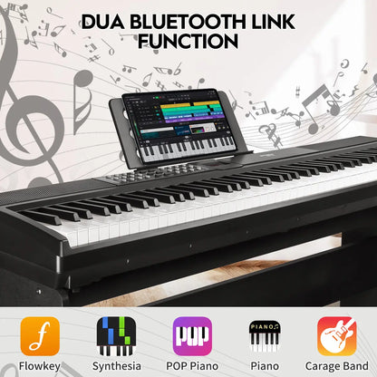 STRICH 88 Keys Weighted Keyboard with Stand & Sustain Pedal, Hammer-Action Digital Piano, 2X15W Built-In Speakers, Full-Size Electric Piano Keyboard Supports Usb-Midi/Wireless Connect, SDP-120S