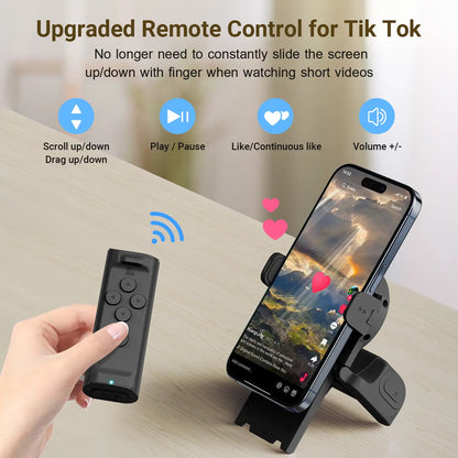 PUTARE Remote Control for Tiktok Scrolling with Smartphone Holder Stand, Wireless Scroller Page Turner, Camera Shutter Video Recording for Ios Android, Cellphone Selfie Accessory,Upgraded Mothersdaygift Summervibes