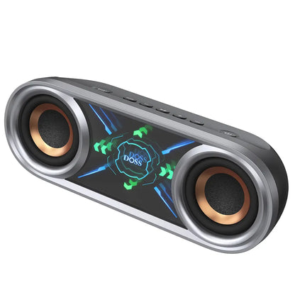 DOSS Soundbox Pro+ P400 Multifunctional Wireless Speaker - 50W Full Range Stereo, Dual 25W Woofer Drivers, DSP Tech, 26H Playtime, 2 Batteries, USB Rechargeable, Portable Outdoor, Smartphone Audio, Home Use, Black with Phantom Mirror Light Show,Summervibe