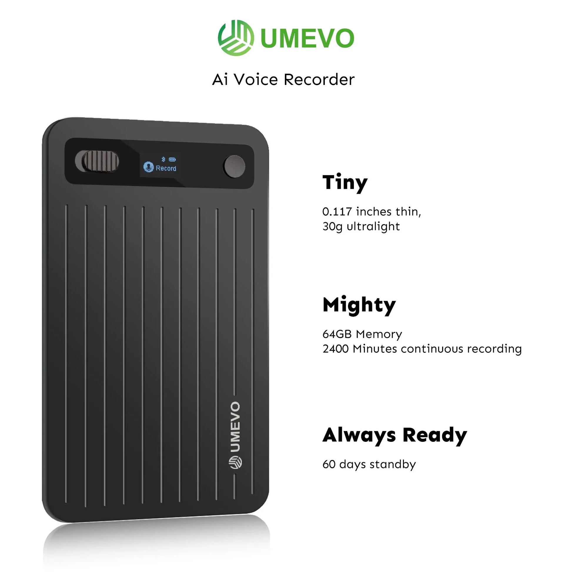 UMEVO Note Professional AI Voice Recorder for Business Meetings, Calls & Interviews,50-Hour Battery Life, AI Transcription