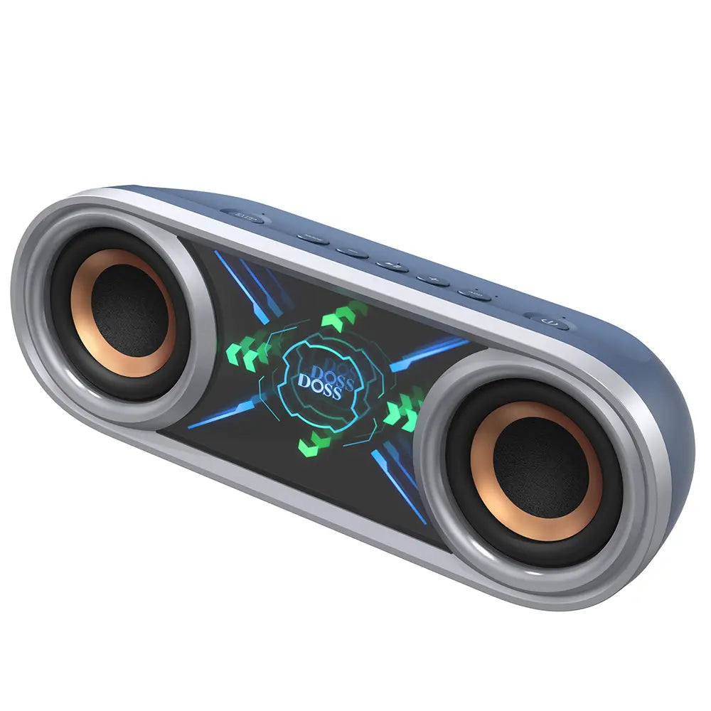 DOSS Soundbox Pro+ P400 Multifunctional Wireless Speaker - 50W Full Range Stereo, Dual 25W Woofer Drivers, DSP Tech, 26H Playtime, 2 Batteries, USB Rechargeable, Portable Outdoor, Smartphone Audio, Home Use, Black with Phantom Mirror Light Show,Summervibe