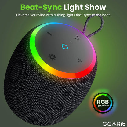 Gearit Portable Water-Resistant 15W Bluetooth Speaker with Crystal-Clear Sound & Bass IPX6 Rated Lanyard Included True Wireless Stereo Pairing up to 10 Hours Playtime