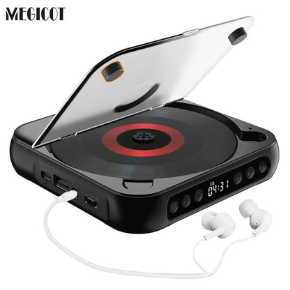 MEGICOT Portable Bluetooth-Compatible CD Player, Multifunction Rechargeable CD Player with LED Display, Portable Speaker CD Music Player for Home and Outdoor Use #GLOBAL PICKS