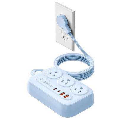 ORICO Flat Extension Cord – 6 AC Outlets, 4 USB Charger(Usb-C Ports), Surge Protector Compact for Home Office & Dorm, 1.5M/3M, International Warranty-Og Pro Series