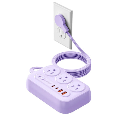 ORICO Flat Extension Cord – 6 AC Outlets, 4 USB Charger(Usb-C Ports), Surge Protector Compact for Home Office & Dorm, 1.5M/3M, International Warranty-Og Pro Series