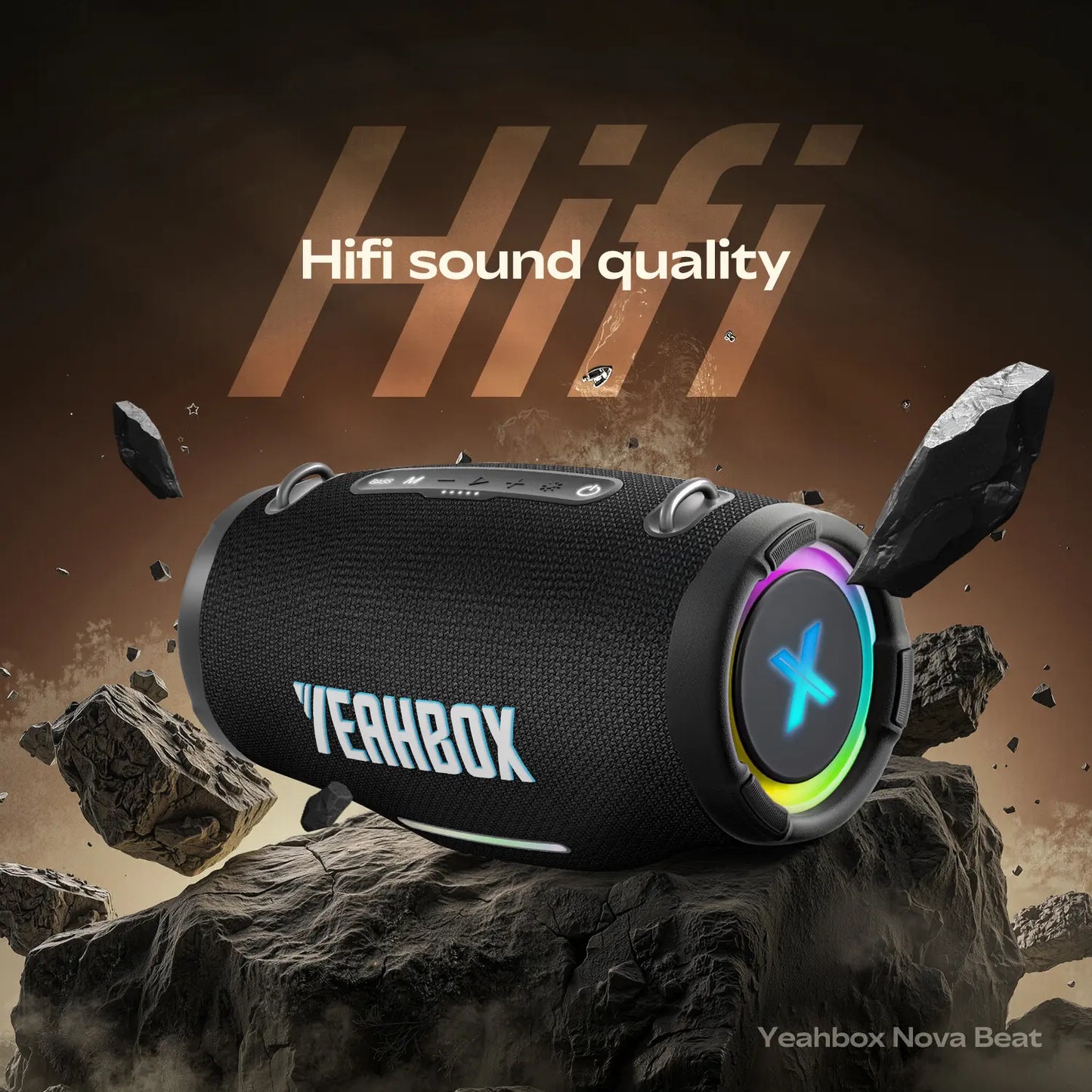 Nova Beat Bluetooth Speaker, Portable Hifi Party Speaker with Deep Bass Boost, RGB Light Show, IPX Protection, Long Playtime, TWS Stereo Pairing, for Home & Outdoor Summervibes,