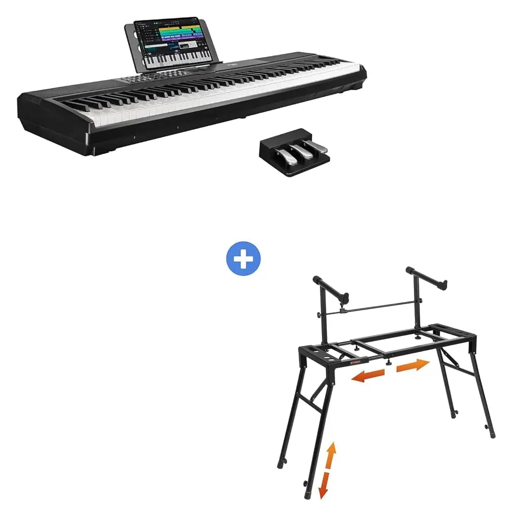 STRICH 88 Keys Weighted Keyboard with Stand & Sustain Pedal, Hammer-Action Digital Piano, 2X15W Built-In Speakers, Full-Size Electric Piano Keyboard Supports Usb-Midi/Wireless Connect, SDP-120S
