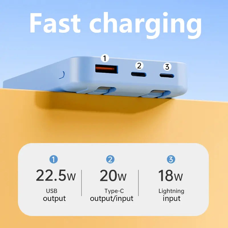 4-In-1 Bracket Magnetic Power Bank with Built-In Cable-Power Bank with Built-In Cable-Magnetic Power Bank 10000Mah with Phone Holder