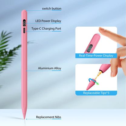 MEKO LED Stylus Pen for Ipad 10/9/8/7/6Th Gen, Pro 11"/12.9" M4, Air 5/4/3 M2, Mini 6/5, Fast Charge Palm Rejection Tilt Sensitive with LED Power Display