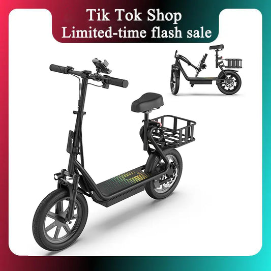 JOYHIS 14" Commuter Electric Scooter with Seat Basket & Dual Brakes, 500W-750W Motor 22MPH 21-27 Miles Range, Foldable 51Lbs Supports 265Lbs Bright LED Lights – Perfect for College Riders & Grocery Runs, WERHY SCOOTER