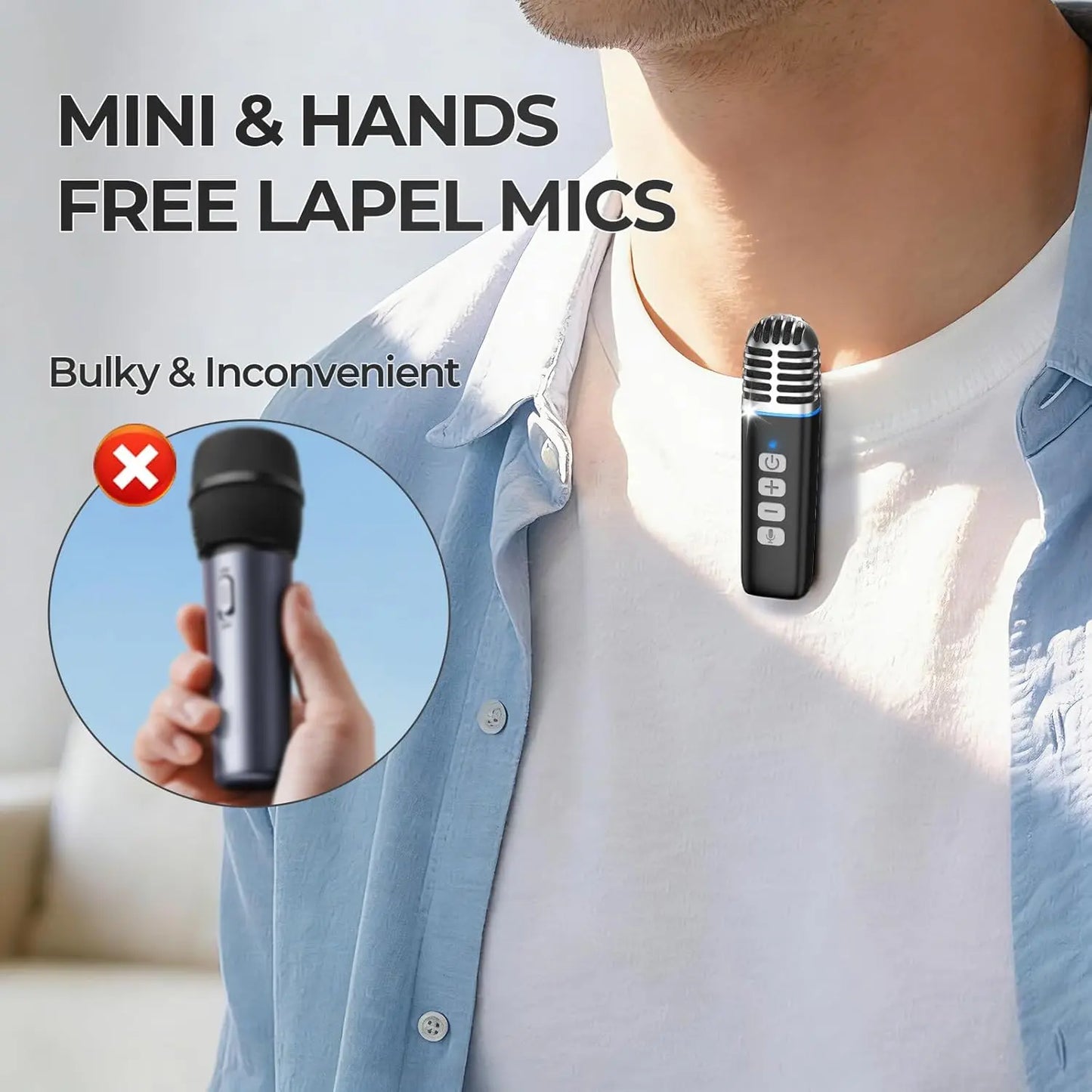 Heetipuk K22 Karaoke Machine, Ultra Mini Portable Karaoke Machine with 2 Wireless Lapel Microphones for Adults & Kids, Strong Magnetic, Lyrics Display, TWS&RGB Lights,Karaoke System for Home Party Gifts