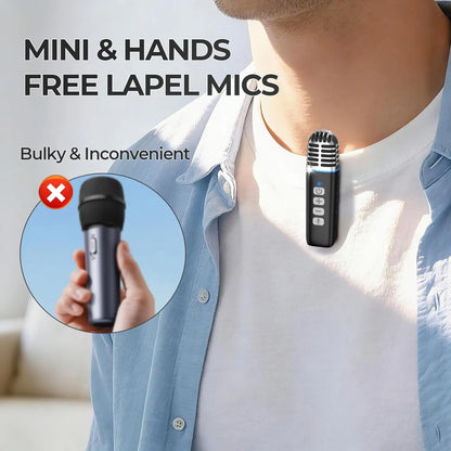 Heetipuk K22 Karaoke Machine, Ultra Mini Portable Karaoke Machine with 2 Wireless Lapel Microphones for Adults & Kids, Strong Magnetic, Lyrics Display, TWS&RGB Lights,Karaoke System for Home Party Gifts