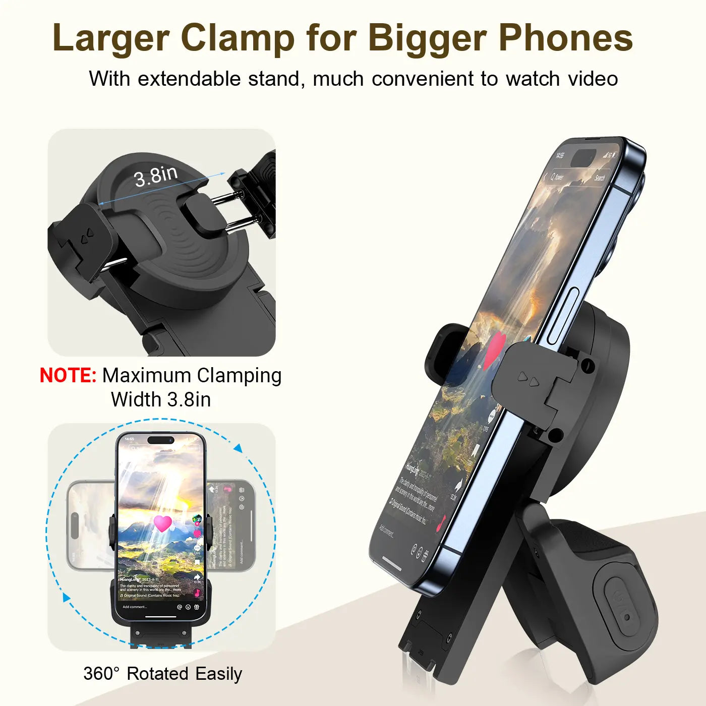 PUTARE Remote Control for Tiktok Scrolling with Smartphone Holder Stand, Wireless Scroller Page Turner, Camera Shutter Video Recording for Ios Android, Cellphone Selfie Accessory,Upgraded Mothersdaygift Summervibes