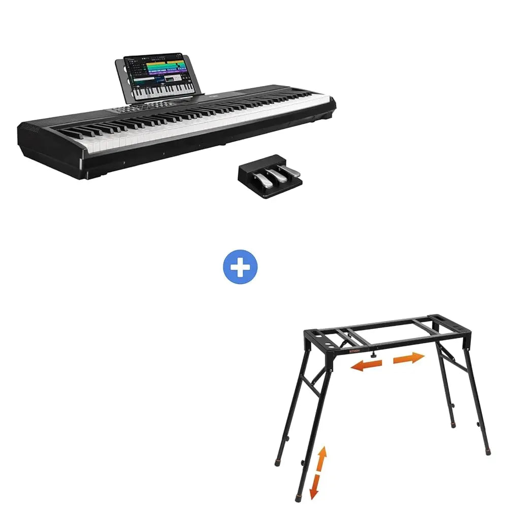 STRICH 88 Keys Weighted Keyboard with Stand & Sustain Pedal, Hammer-Action Digital Piano, 2X15W Built-In Speakers, Full-Size Electric Piano Keyboard Supports Usb-Midi/Wireless Connect, SDP-120S