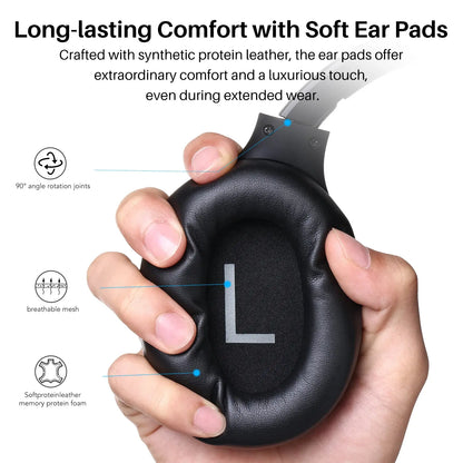 TOZO HT2 Hybrid Active Noise Cancelling Headphones, Wireless over Ear Bluetooth Headphones Electronic Audio Headset Earbud Noisecancellingheadphones Gym Traveling Mother'S Day Gift Tiktokshopcreatorpicks Black