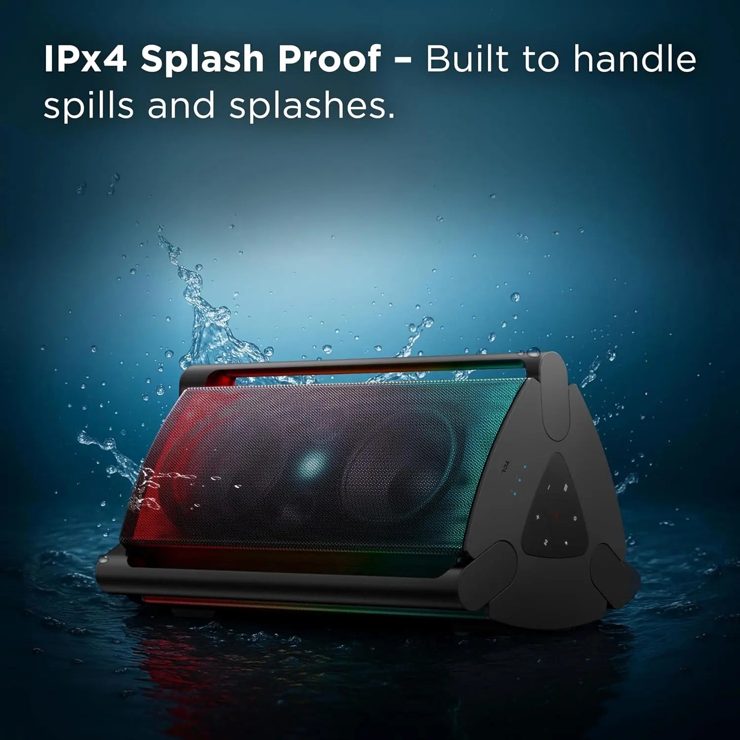 TCL TP300K & TP200K Portable Bluetooth Party Speaker with 8 RGB Dynamic Light Shows, 18 Hr Battery, and IPX4 Splash-Proof Rating