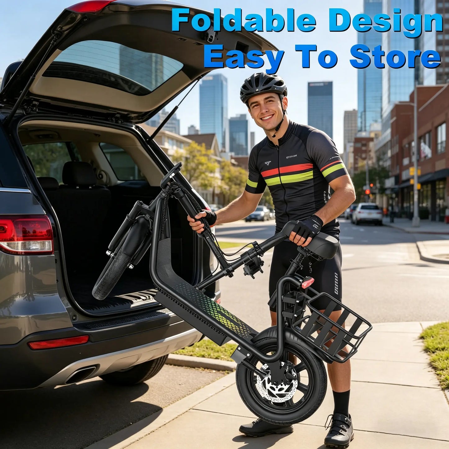 JOYHIS 14" Commuter Electric Scooter with Seat Basket & Dual Brakes, 500W-750W Motor 22MPH 21-27 Miles Range, Foldable 51Lbs Supports 265Lbs Bright LED Lights – Perfect for College Riders & Grocery Runs, WERHY SCOOTER