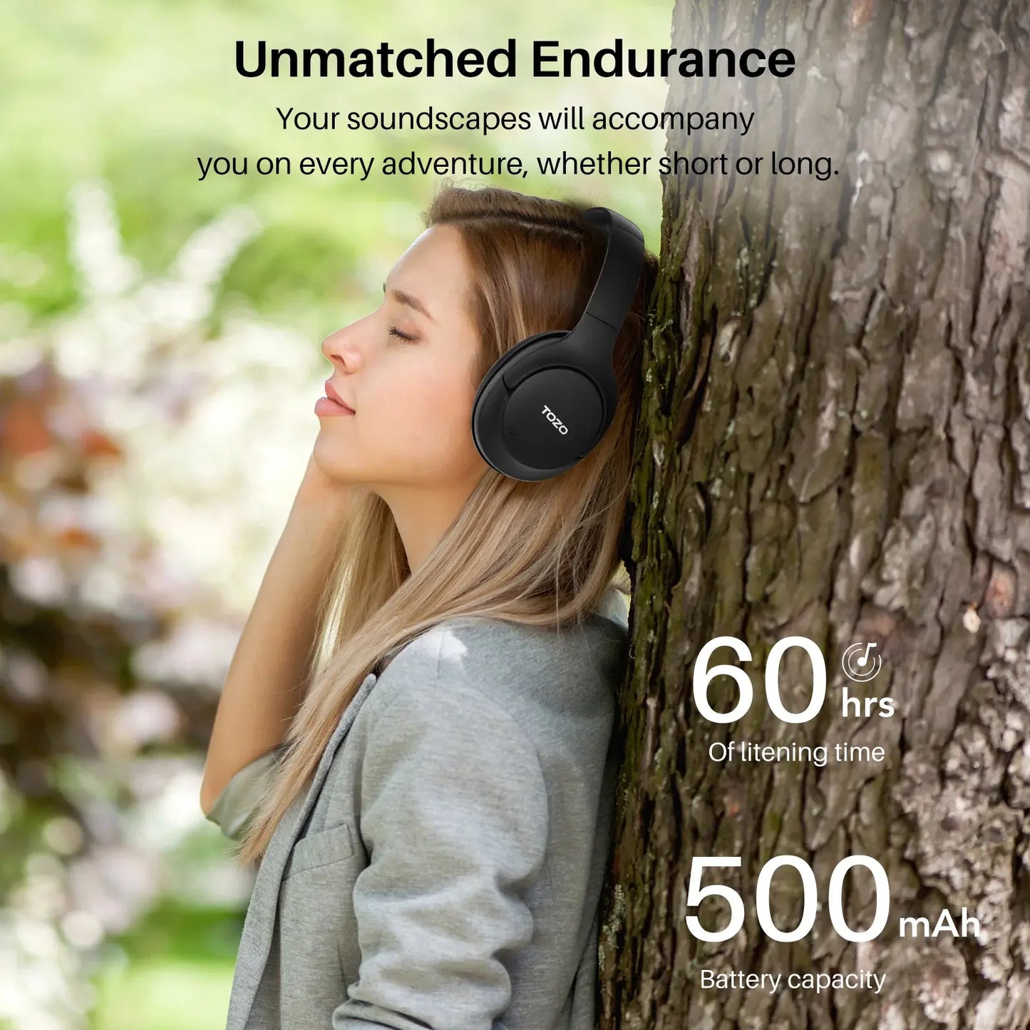 TOZO HT2 Hybrid Active Noise Cancelling Headphones, Wireless over Ear Bluetooth Headphones Electronic Audio Headset Earbud Noisecancellingheadphones Gym Traveling Mother'S Day Gift Tiktokshopcreatorpicks Black