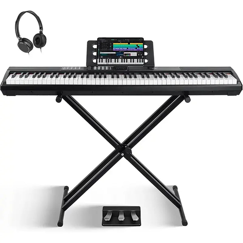 STRICH 88 Keys Weighted Keyboard with Stand & Sustain Pedal, Hammer-Action Digital Piano, 2X15W Built-In Speakers, Full-Size Electric Piano Keyboard Supports Usb-Midi/Wireless Connect, SDP-120S