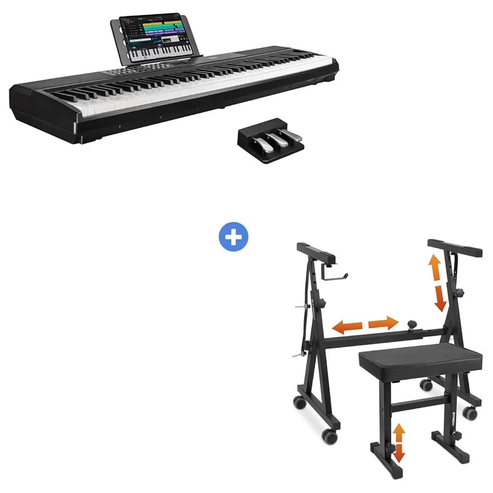STRICH 88 Keys Weighted Keyboard with Stand & Sustain Pedal, Hammer-Action Digital Piano, 2X15W Built-In Speakers, Full-Size Electric Piano Keyboard Supports Usb-Midi/Wireless Connect, SDP-120S